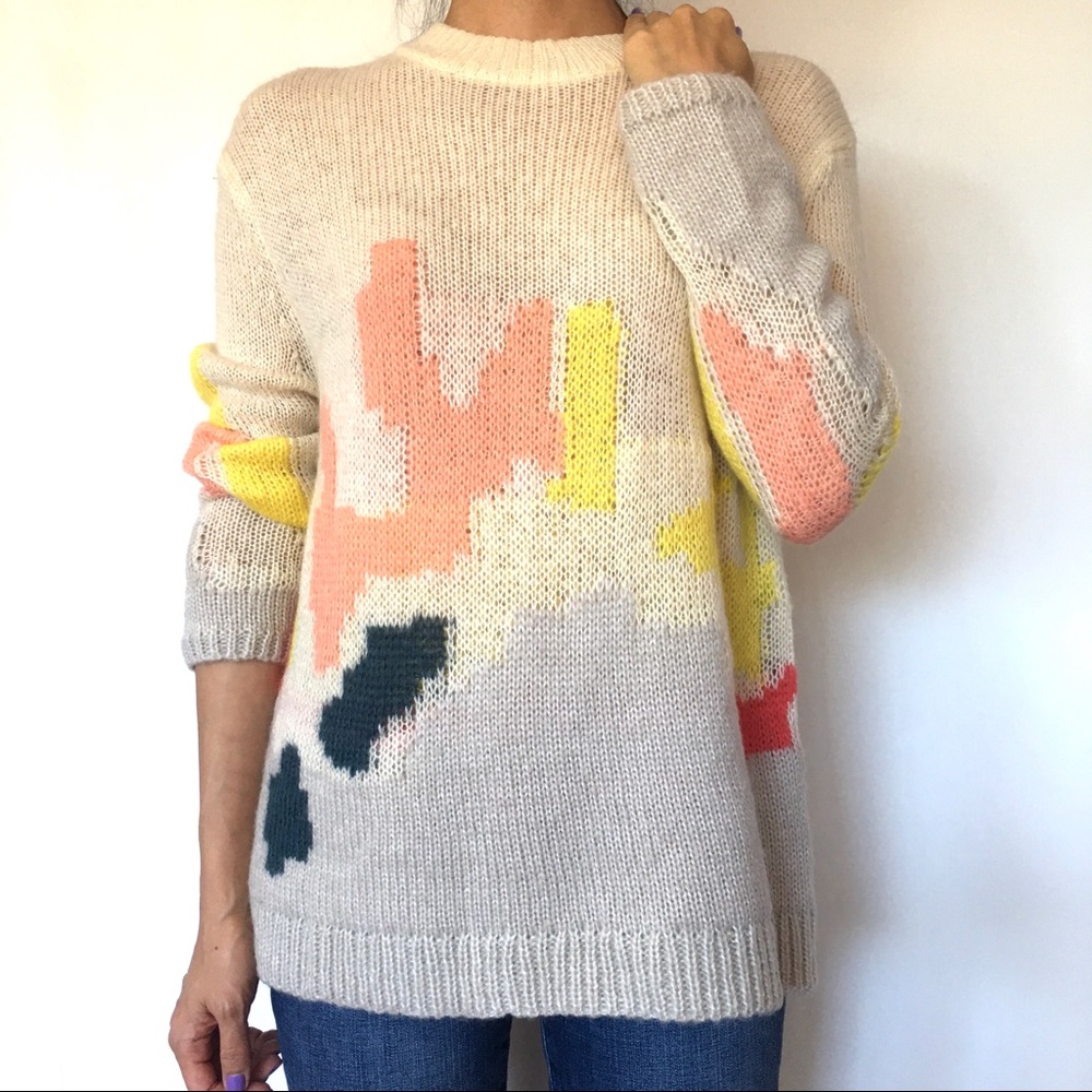 NEW Jucy Judy oversized abstract art color block sweater k-fashion XS